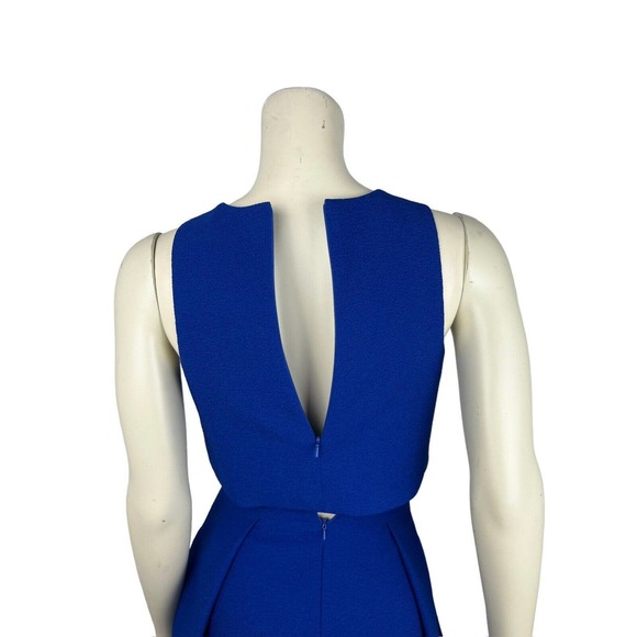 Black Halo Blue 2 Pc Mini Dress 0 Sanibel Skirt Set Pockets Crop Top Pleated - Picture 8 of 12